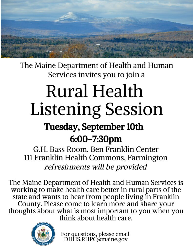 Rural Health Listening Session poster.
