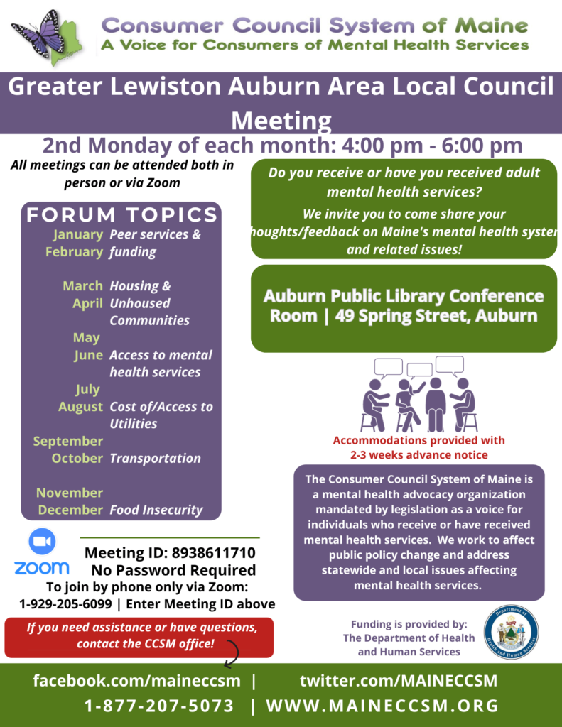 Greater Lewiston Auburn Area Local Council Flyer.